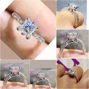 Princess Cut White Sapphire 925 Silver Ring